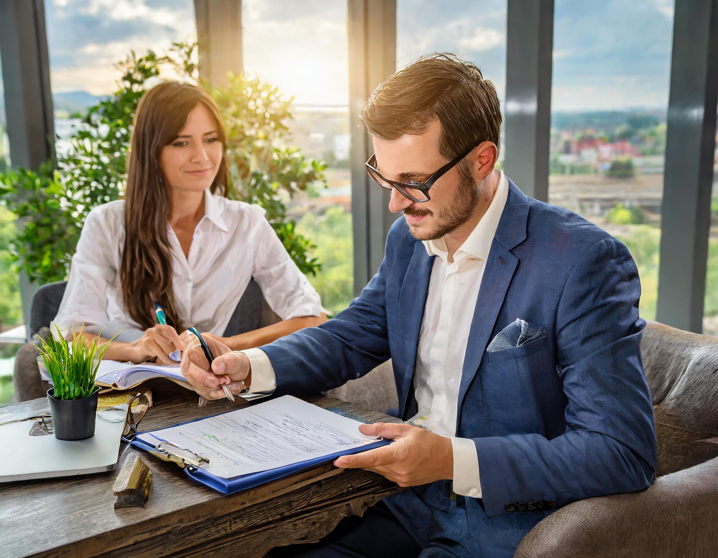 Steuerberatung für Privatpersonen, symbolisiert durch eine vertraute Beratungssituation zwischen Kunde und Steuerberater.